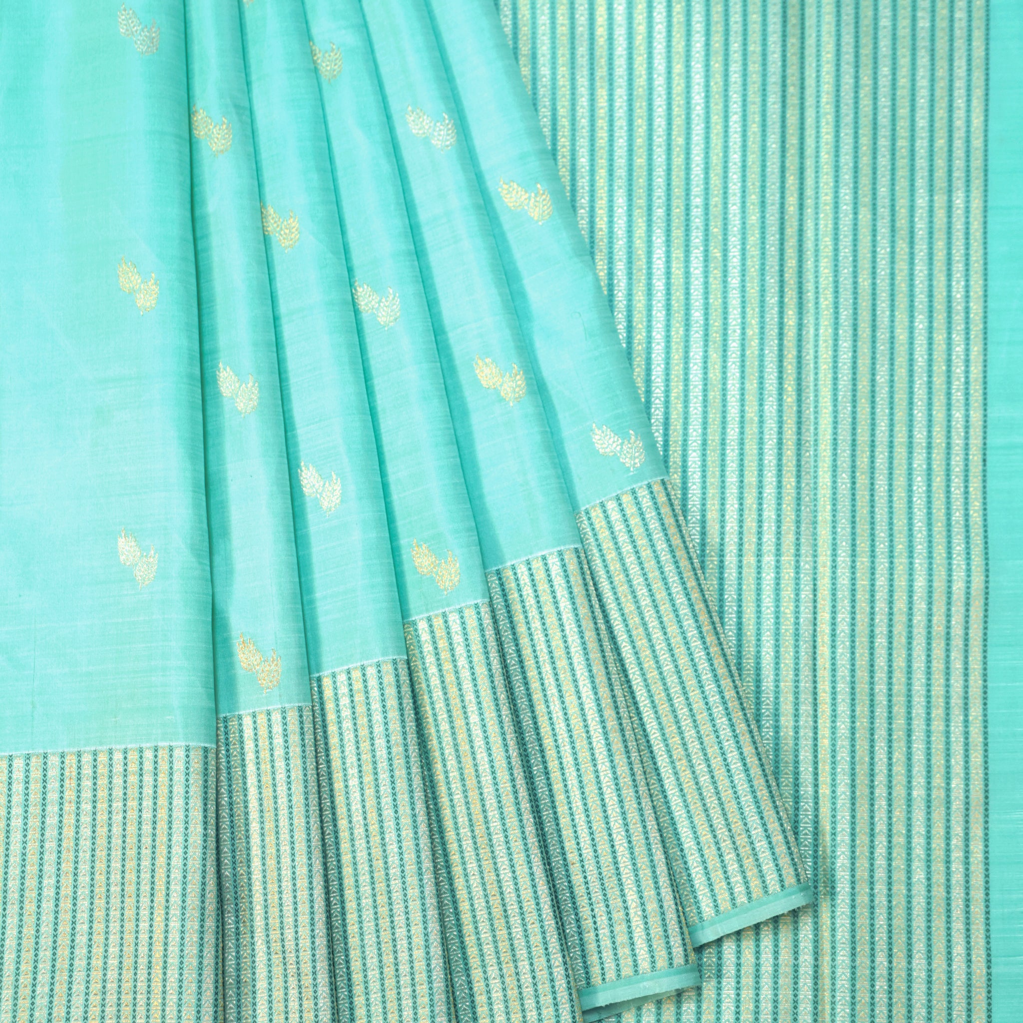 Sea Blue Kanchipuram Silk Saree