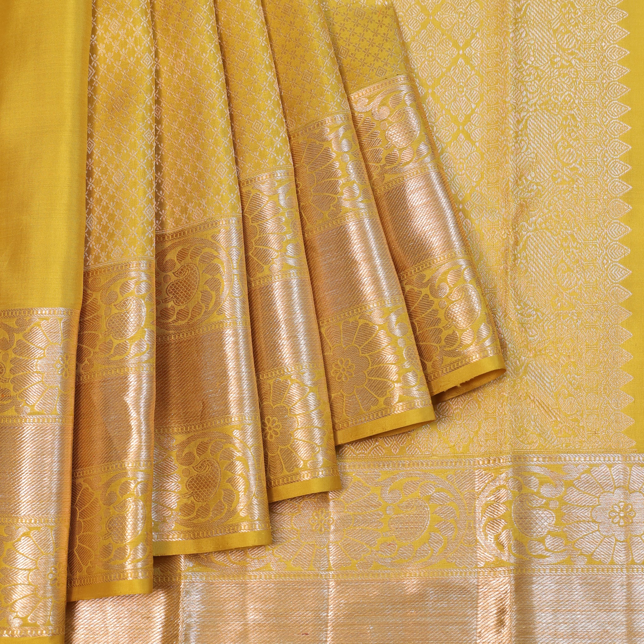 Neon yellow  Kanchipuram Silk Saree