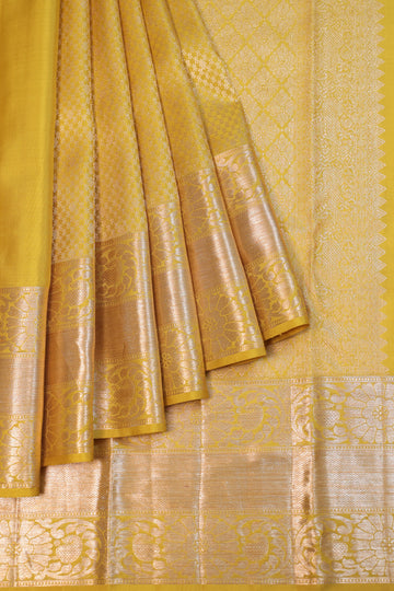 Neon yellow  Kanchipuram Silk Saree