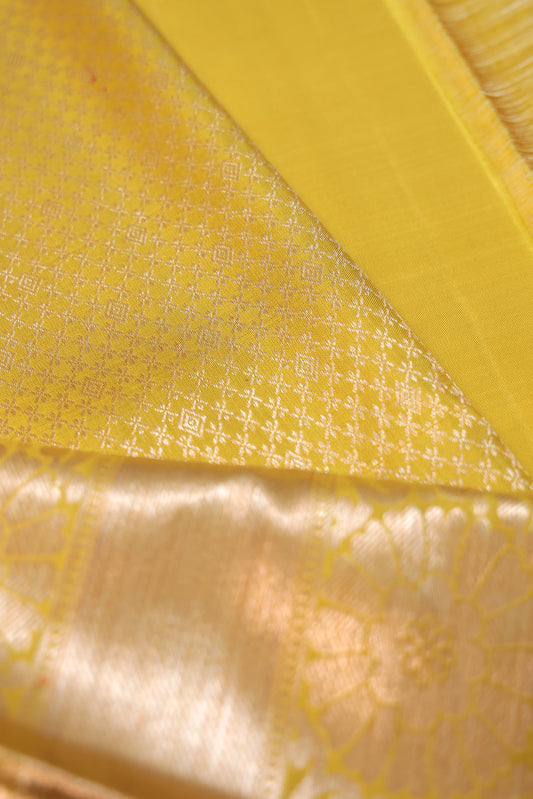 Neon yellow  Kanchipuram Silk Saree