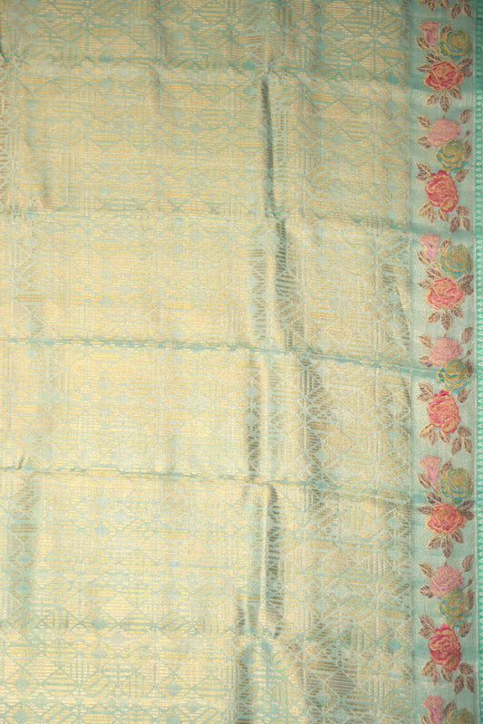 Sea green Kanchipuram Tissue Silk Saree