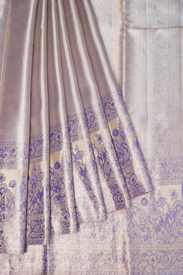 Silver Kanchipuram Tissue Silk Saree