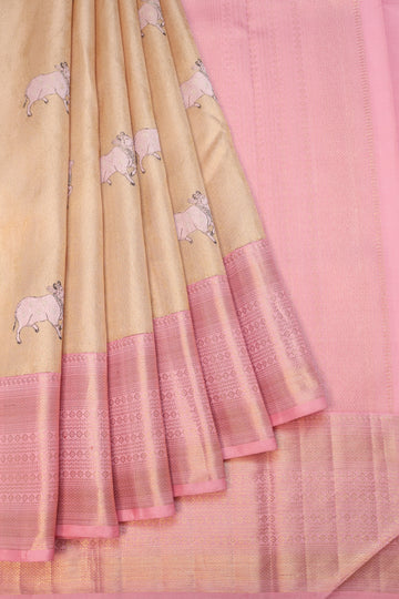 Sandal Kanchipuram Silk Saree