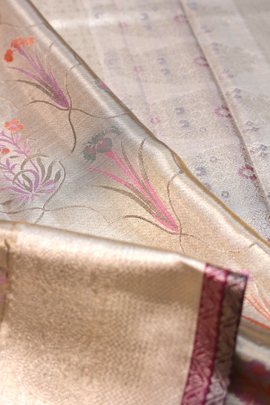 Silver Kanchipuram Tissue Silk Saree