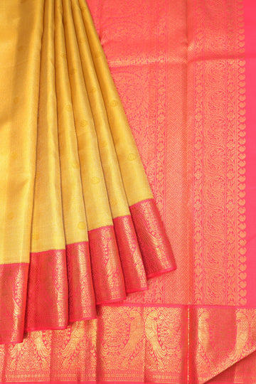 Yellow Kanchipuram Tissue Silk Saree
