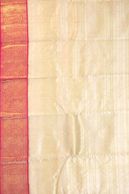 Neon green Kanchipuram Tissue Silk Saree