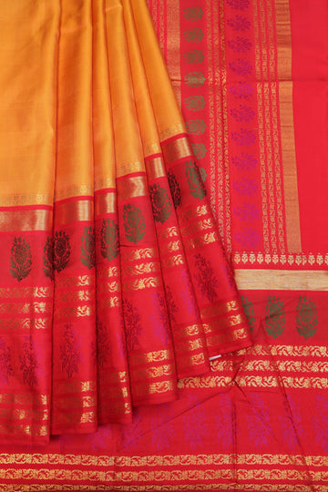 Mustard Kanchipuram Tissue Silk Saree