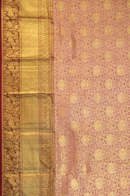 Onion pink Kanchipuram Silk Saree