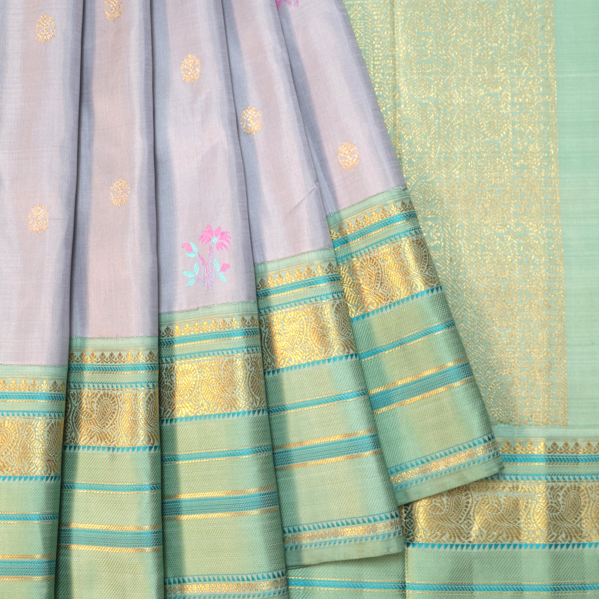 Grey Kanchipuram Silk Saree