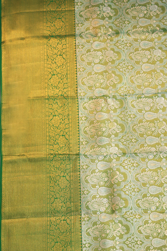 Peacock green Kanchipuram Tissue Silk