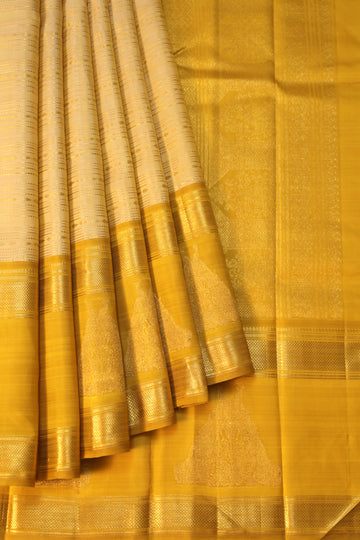 Beige Kanchipuram Silk Saree