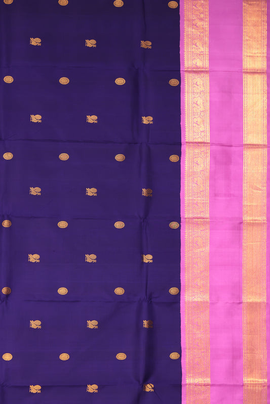 Navy blue Kanchipuram Silk Saree