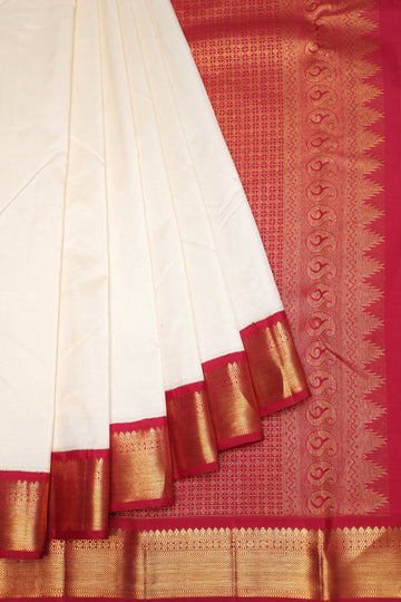 Cream Kanchipuram Silk Saree