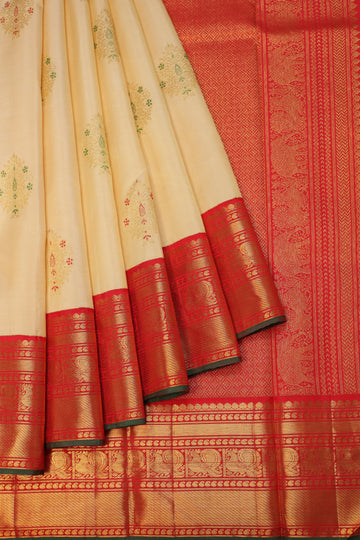 Sandal Kanchipuram Silk Saree