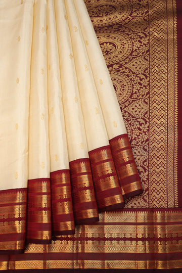 Cream Kanchipuram Silk Saree