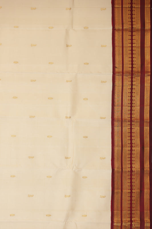 Cream Kanchipuram Silk Saree