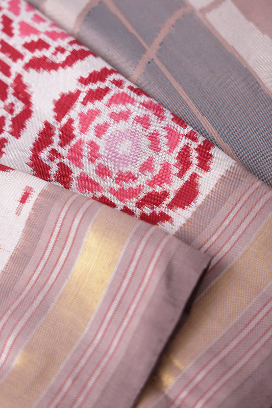 Cream Patan Patola Silk Saree with Deer Motif Pallu
