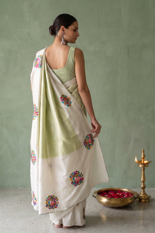 Kanchipuram Pista Green Tissue Silk Saree