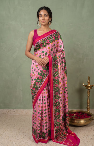 Light Pink Patan Patola Silk Saree