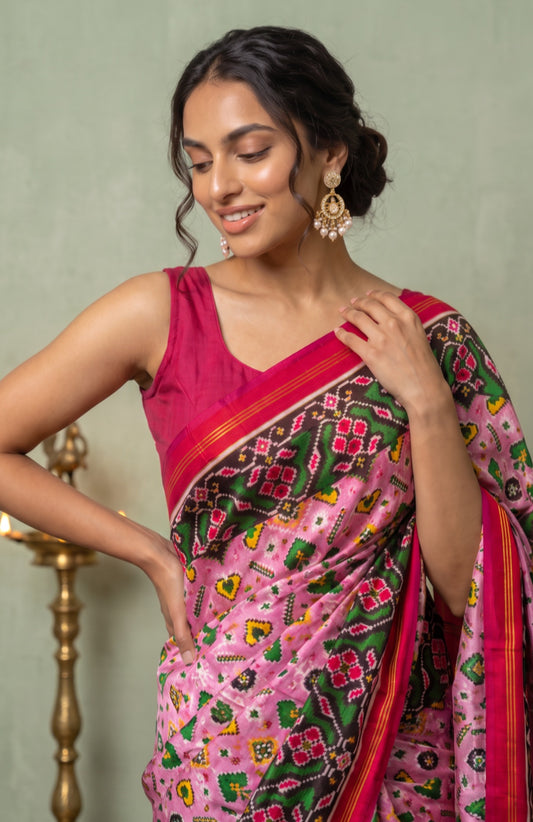 Light Pink Patan Patola Silk Saree
