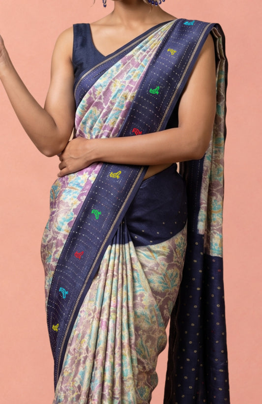 Multicolour Patan Patola Silk Saree with Bird Motifs