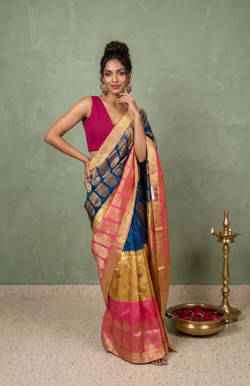 Multi-Colour Organza Tissue Silk Saree with Floral Motifs