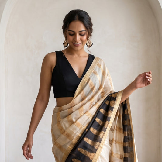 Multicolour Organza Silk Saree with Diamond Checks Design