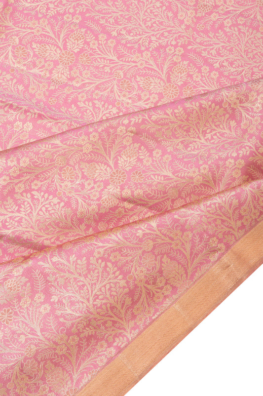 Pink Kanchipuram Tissue Silk Saree with Floral Jaal