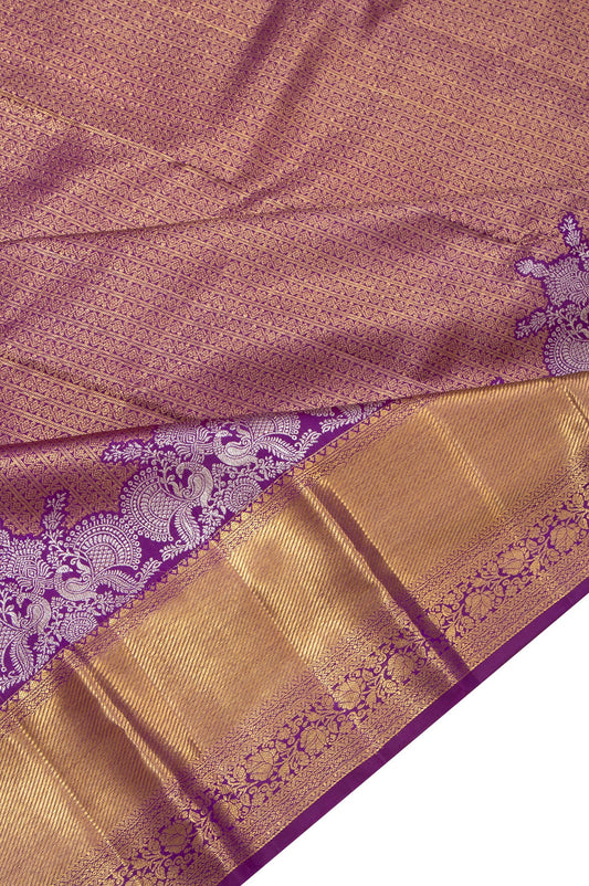 Purple Kanchipuram Silk Saree with Mayil Motifs