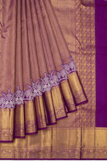 Purple Kanchipuram Silk Saree with Mayil Motifs