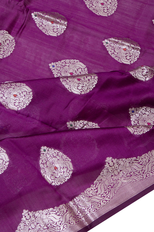 Purple Banaras Chiniya Silk Saree