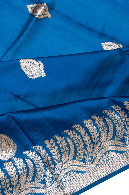 Peacock blue Banaras Chiniya Silk Saree