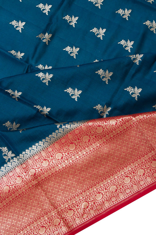 Peacock Blue Banaras Chiniya Silk Saree