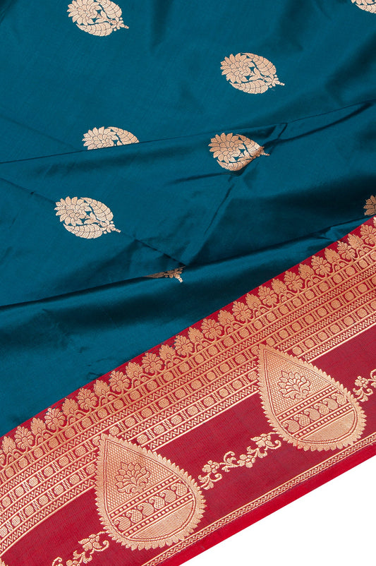 Peacock green Banaras Katan Saree