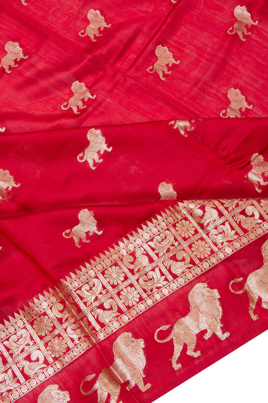 Red Banaras Chiniya Silk Saree