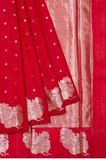 Red Banaras Chiniya Silk Saree