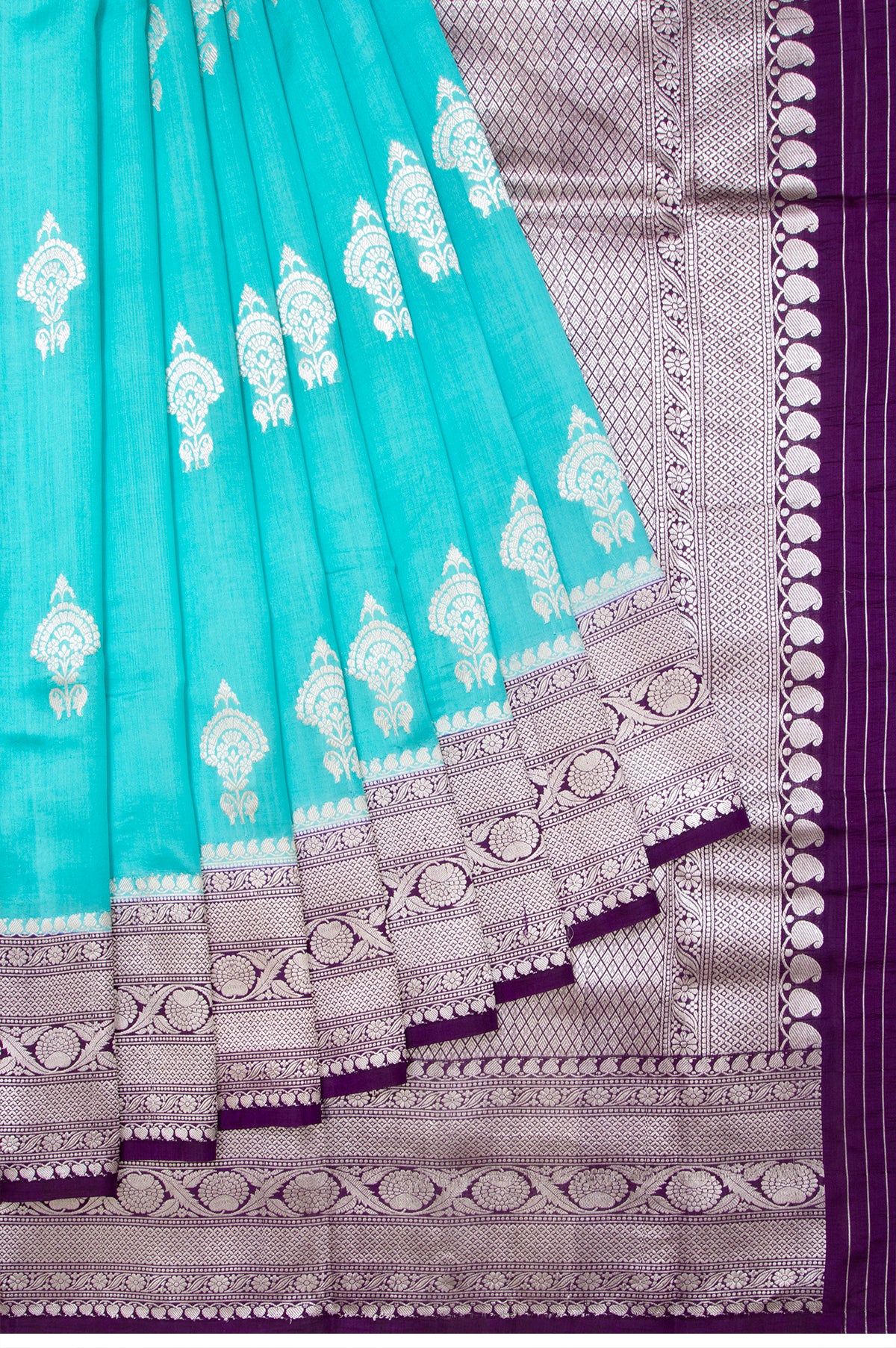 Sea Blue Chiniya Silk Saree