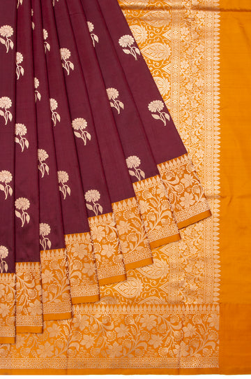 Maroon Banaras Katan Silk Saree