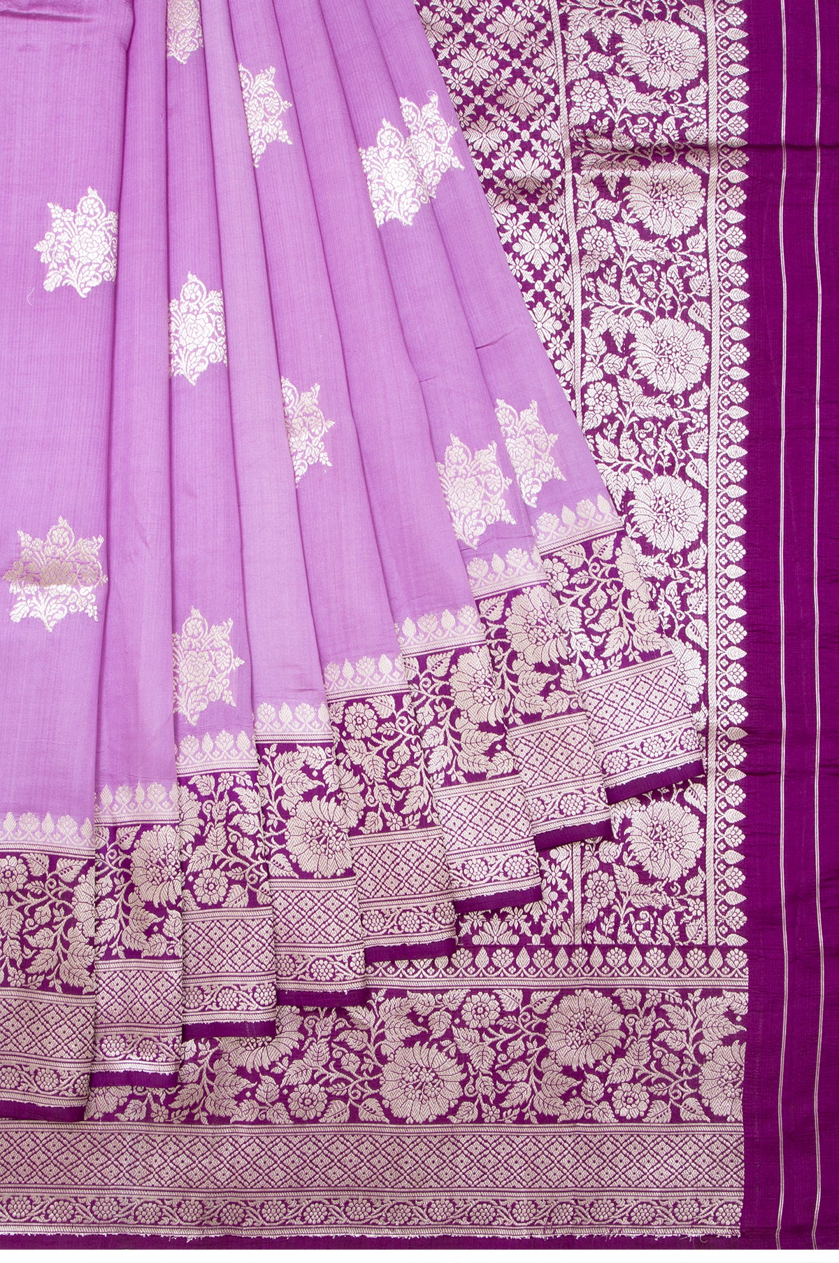 Lavender Chiniya Silk Saree