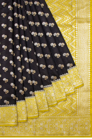 Black Chiniya Silk Saree