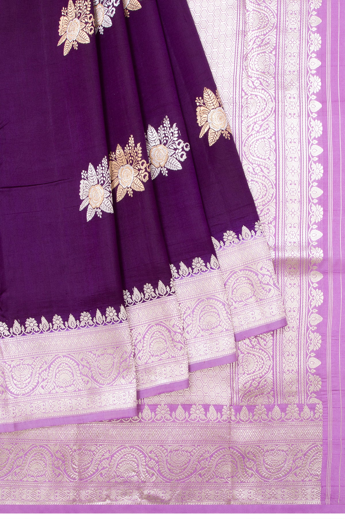 Purple Chiniya Silk Saree