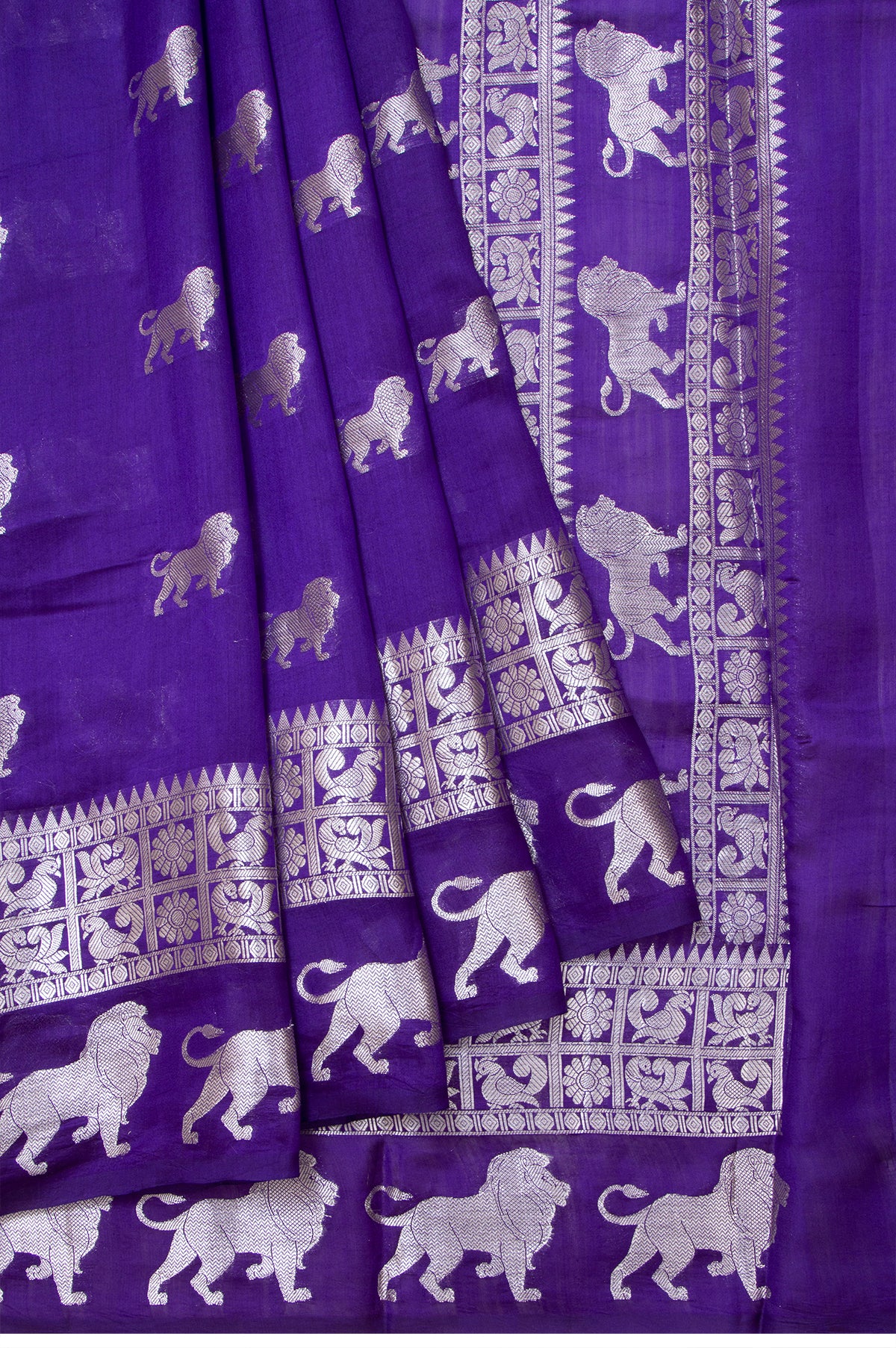 Violet Banaras Chiniya Silk Saree