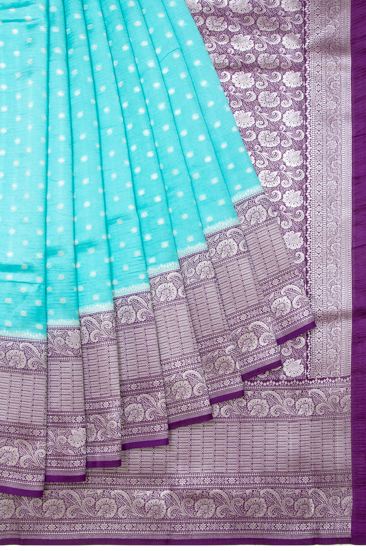 Sea Blue Banaras Chiniya Silk Saree