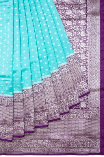 Sea Blue Banaras Chiniya Silk Saree