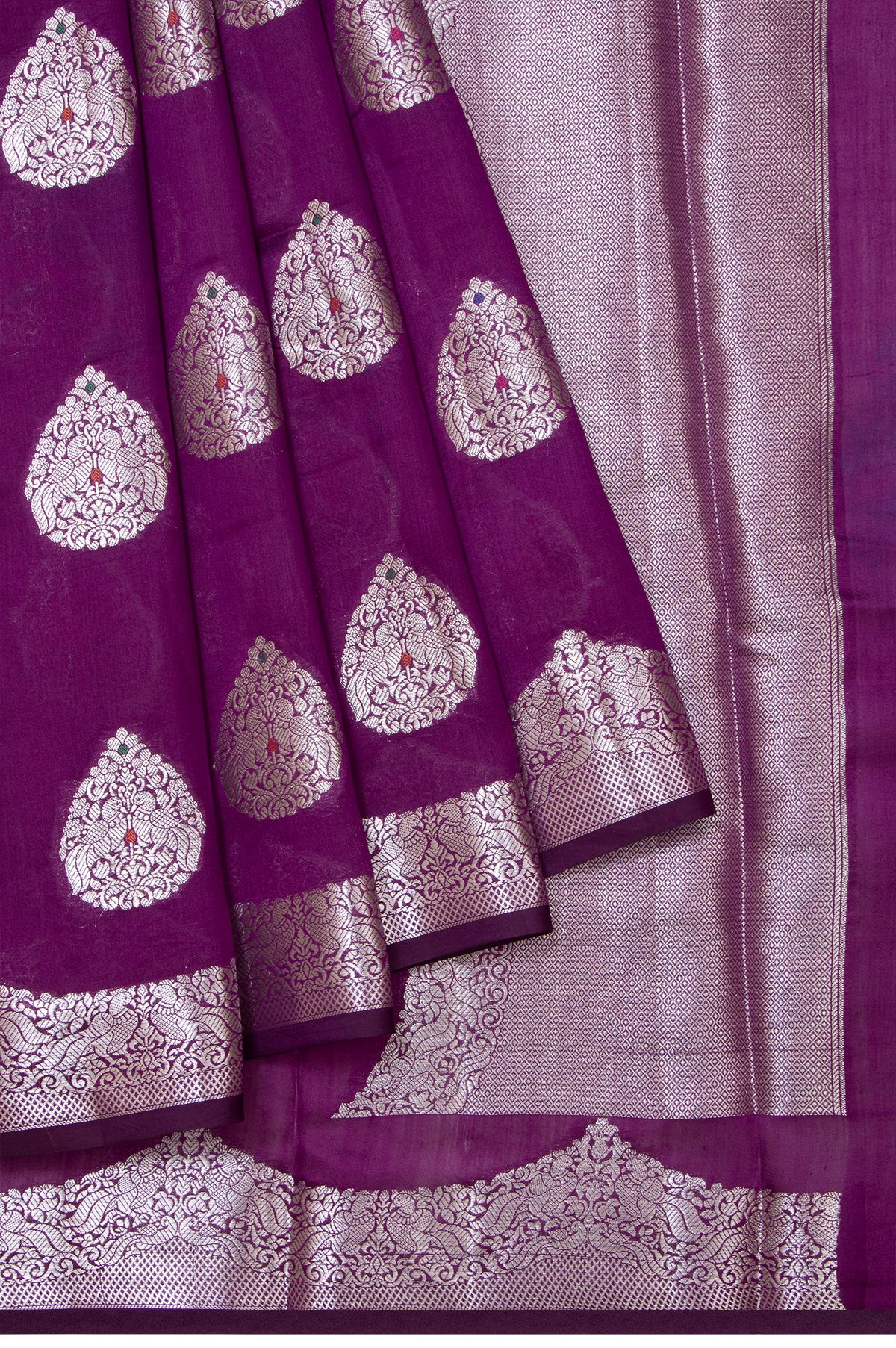 Purple Banaras Chiniya Silk Saree