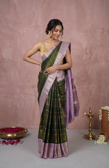 Green Kanchipuram Saree with Floral Buttas