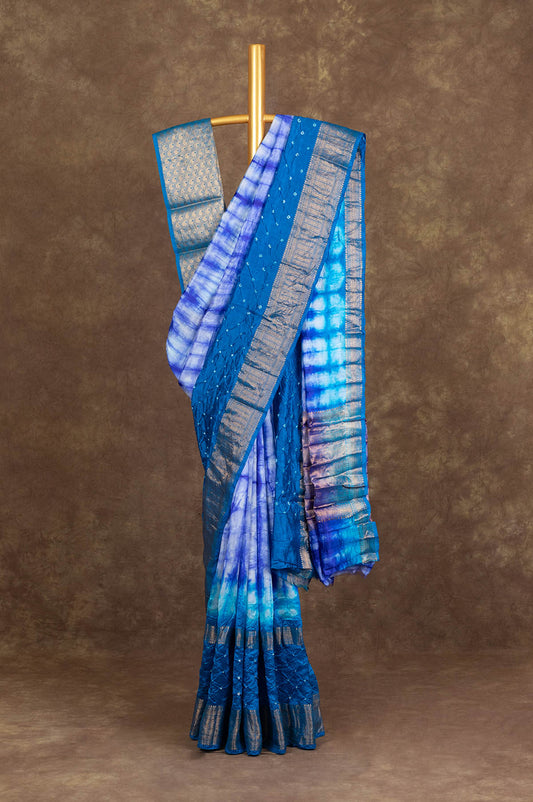 Blue Chiniya Silk Saree