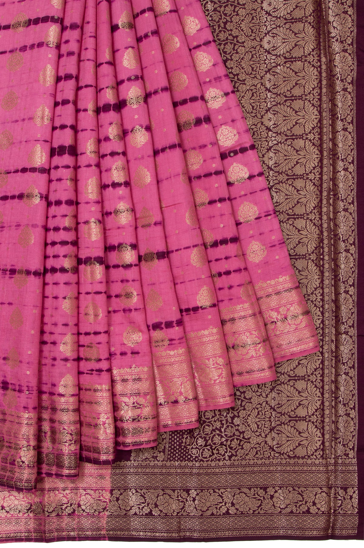 Pink Chiniya Silk Saree