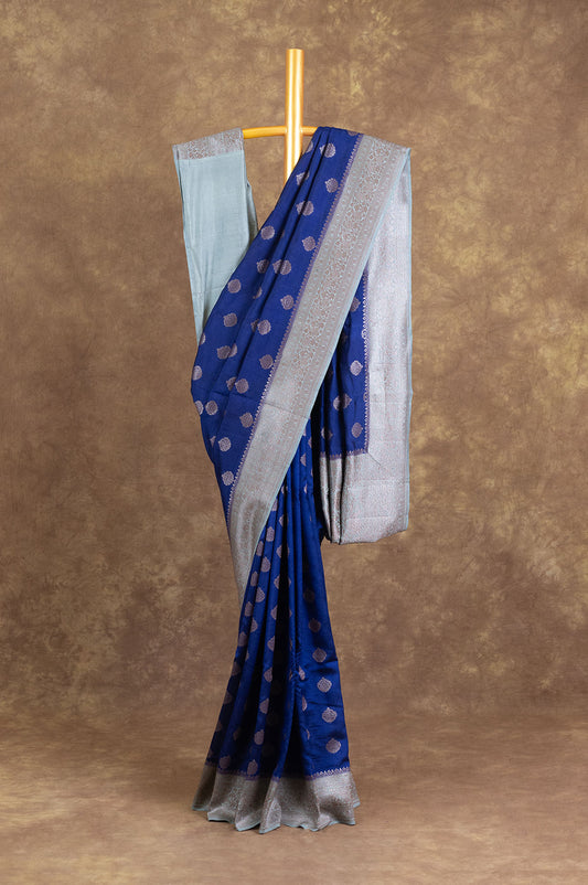 Navy Blue Banaras Katan Saree