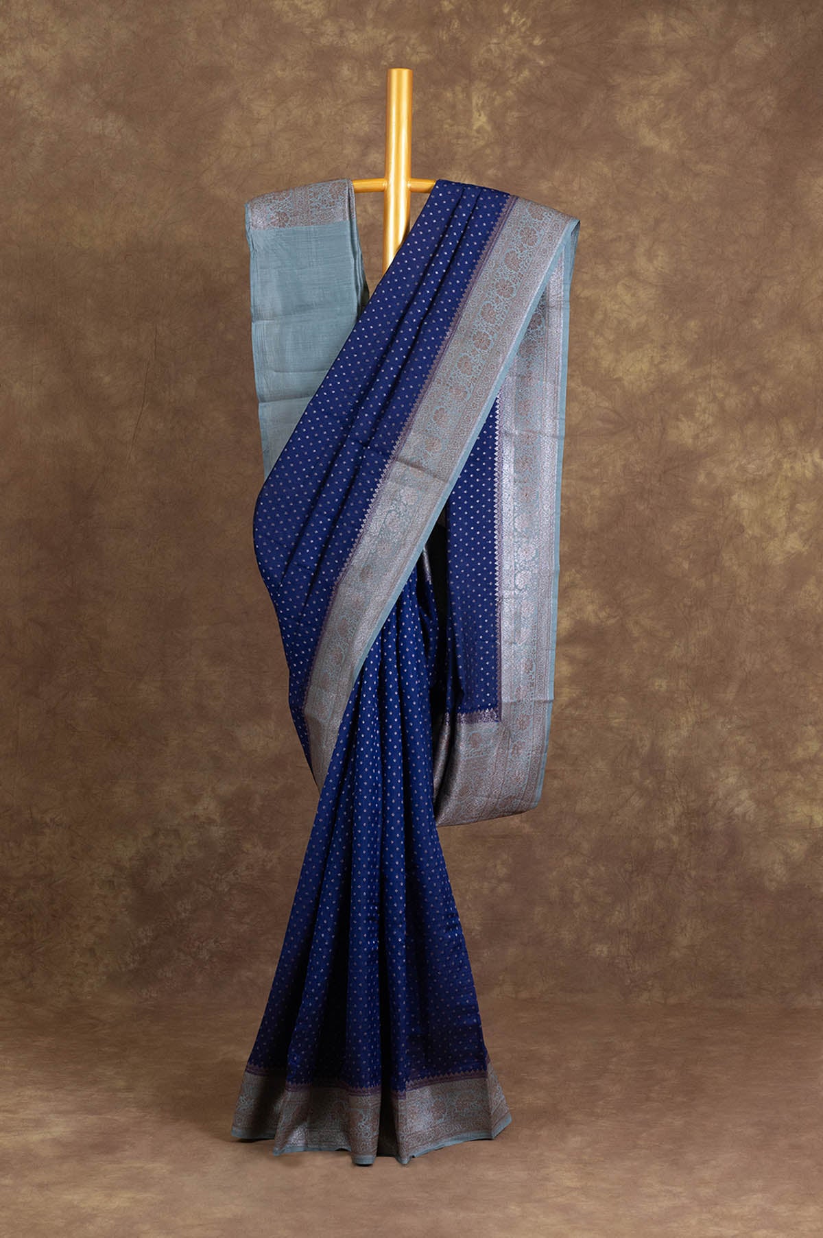 Navy Blue Banaras Katan Saree